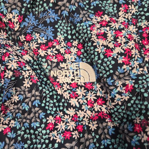 The North Face Reversible Barn Chore Coat Lightweight Floral Blue Windowpane L - Picture 2 of 9